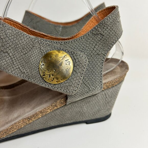 Taos Sandals 41 US 10-10.5 Taupe Carousel 2 Wedge Open Toe Leather Comfort - Picture 3 of 15